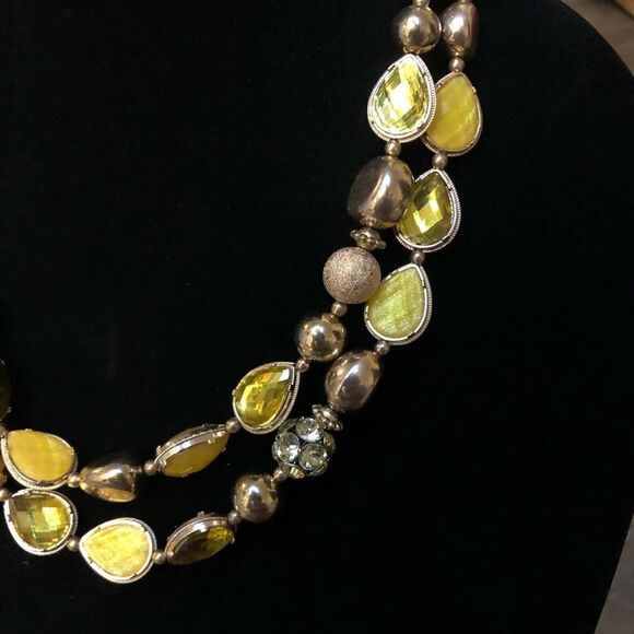 2/$20 Bright Yellow multi stone necklace and drop earrings set - Picture 4 of 6